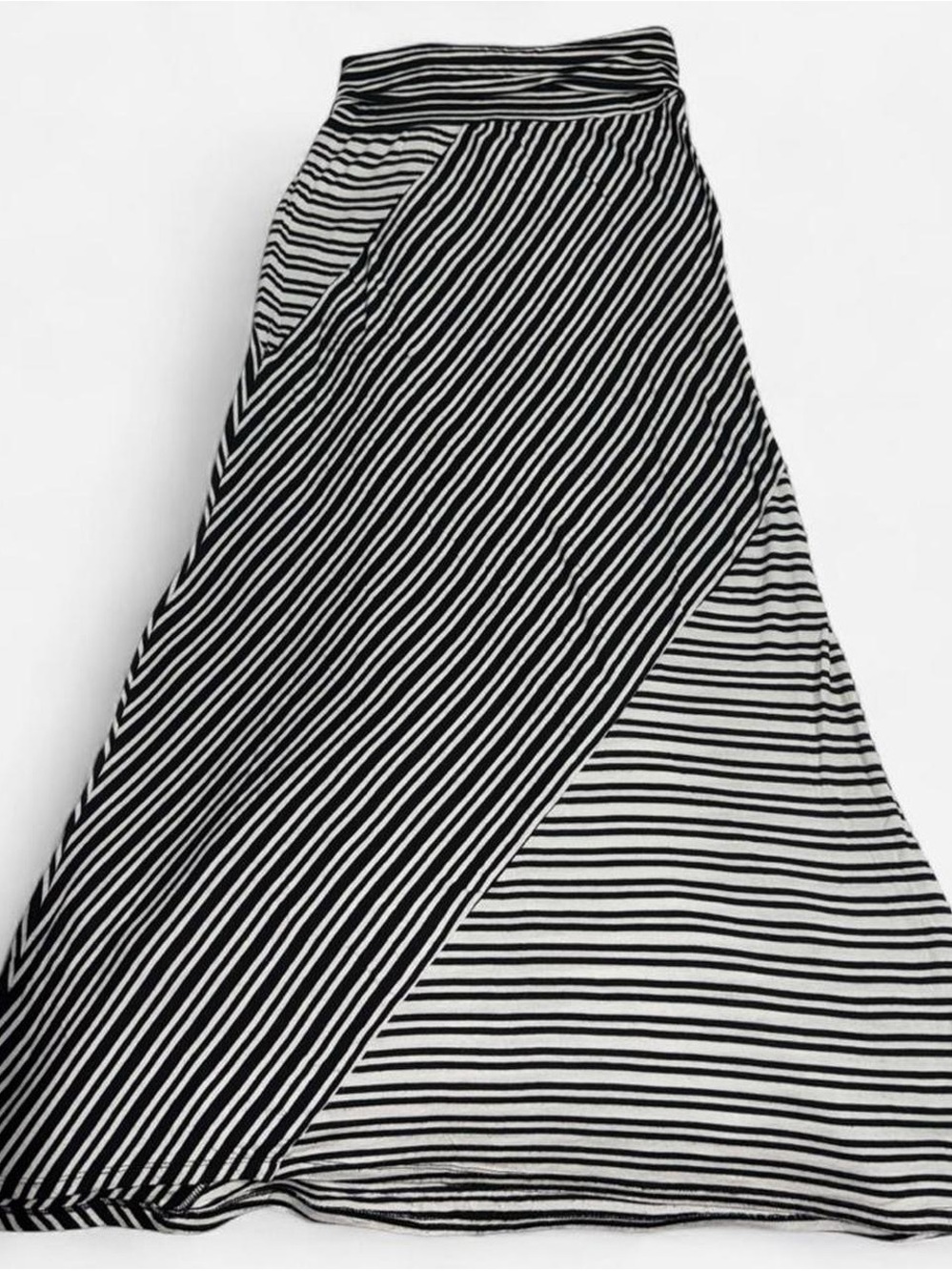 Joe B Black & White Striped Maxi Skirt